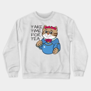 Take Time for Tea Cat Crewneck Sweatshirt